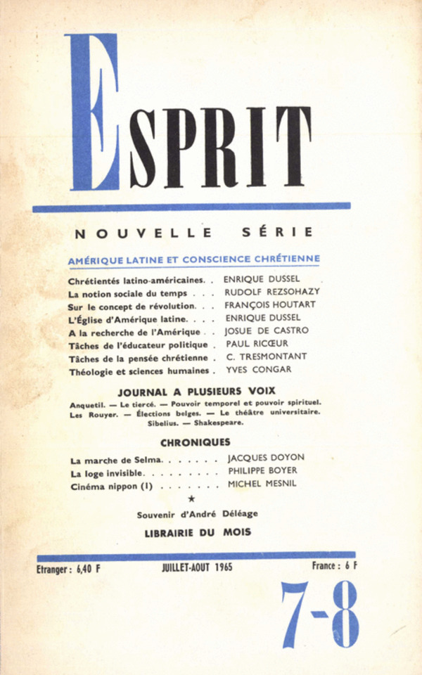 AMERIQUE LATINE ET CONSCIENCE CHRETIENNE