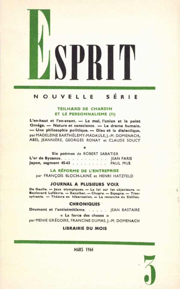 TEILHARD DE CHARDIN ET LE PERSONNALISME (II)