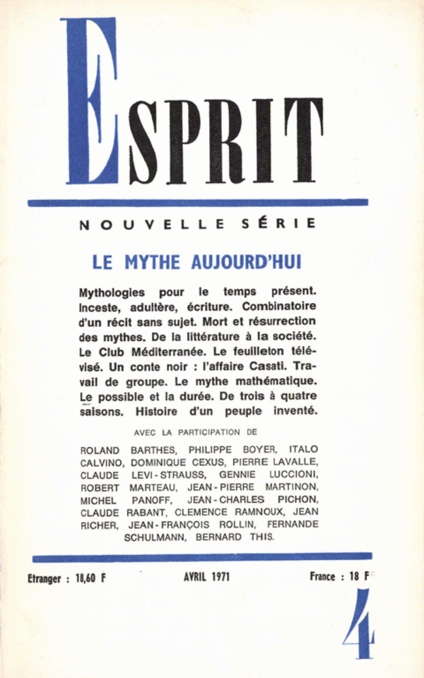 LE MYTHE AUJOURD’HUI