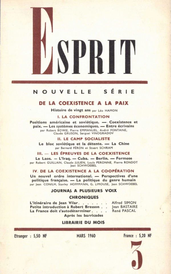 DE LA COEXISTENCE A LA PAIX