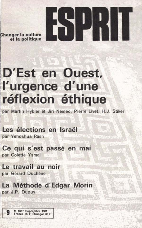 D’EST EN OUEST, L’URGENCE D’UNE REFLEXION ETHIQUE