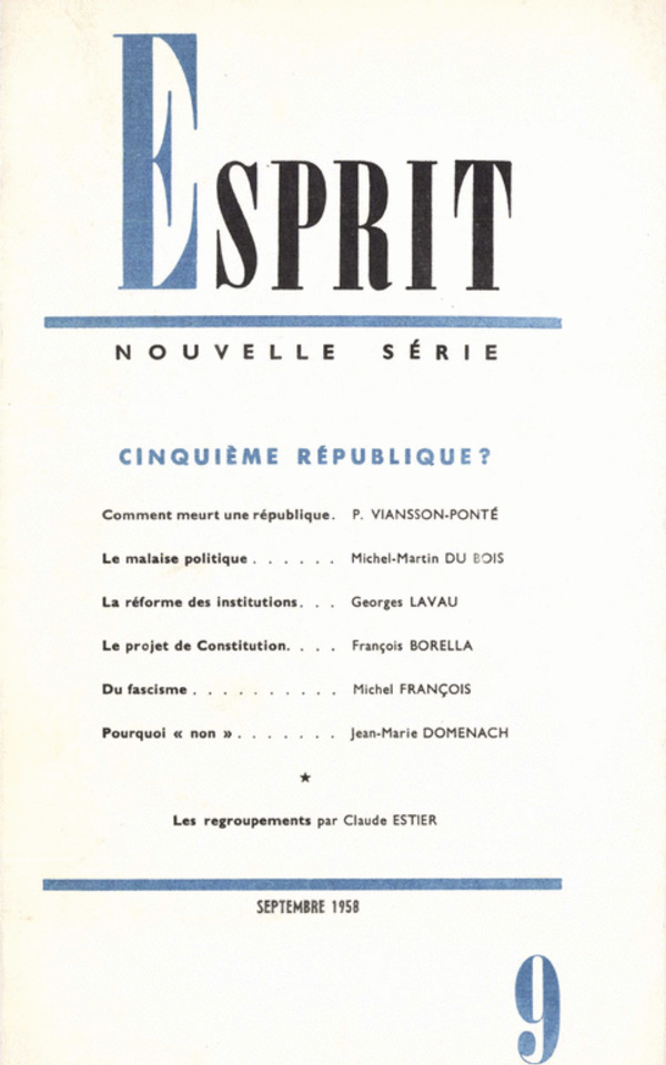 CINQUIEME REPUBLIQUE?