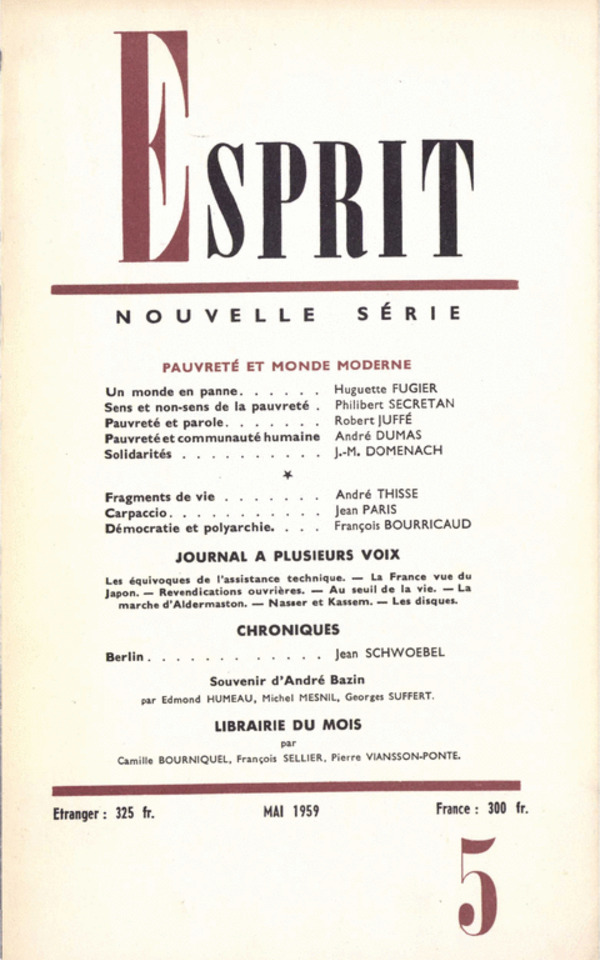 PAUVRETE ET MONDE MODERNE