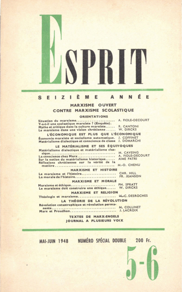 MARXISME OUVERT CONTRE MARXISME SCOLASTIQUE