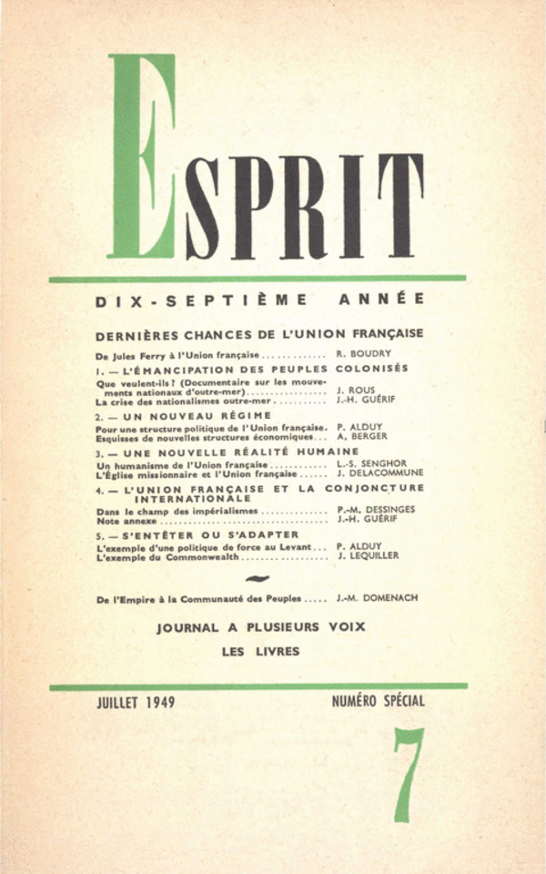 DERNIERES CHANCES DE L’UNION FRANCAISE