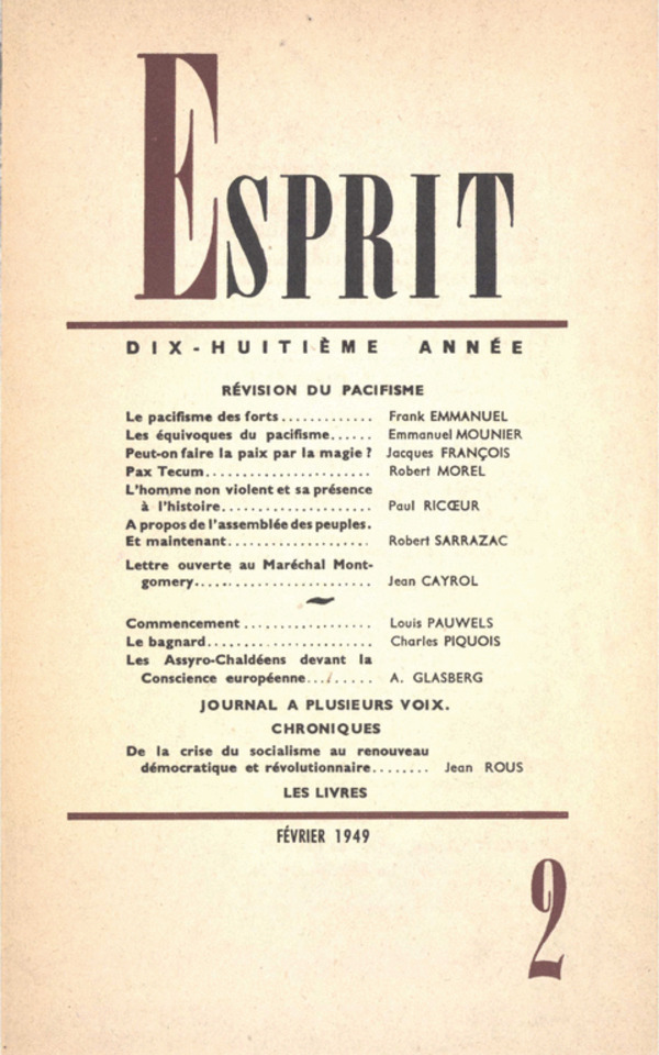 REVISION DU PACIFISME