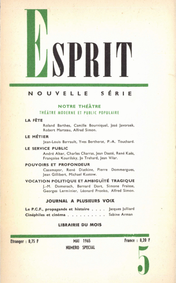 NOTRE THEATRE: THEATRE MODERNE ET PUBLIC POPULAIRE