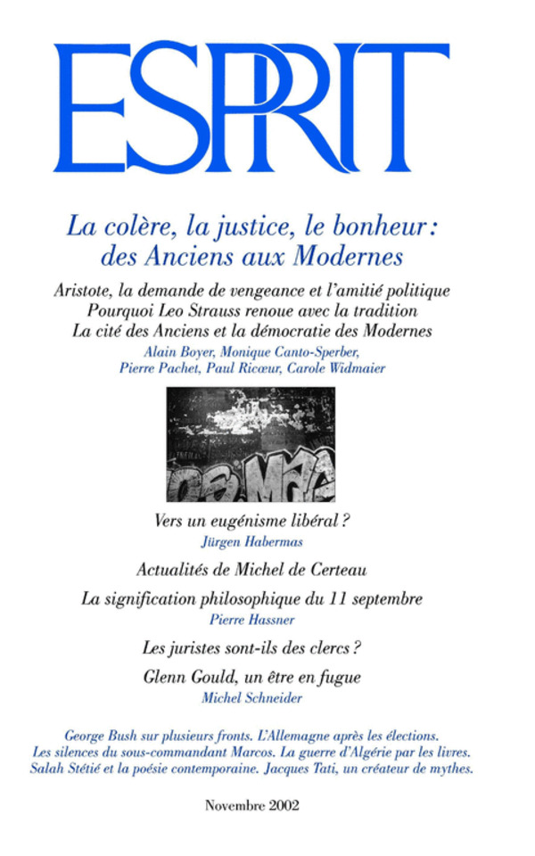 La colère, la justice, le bonheur : des Anciens aux Modernes