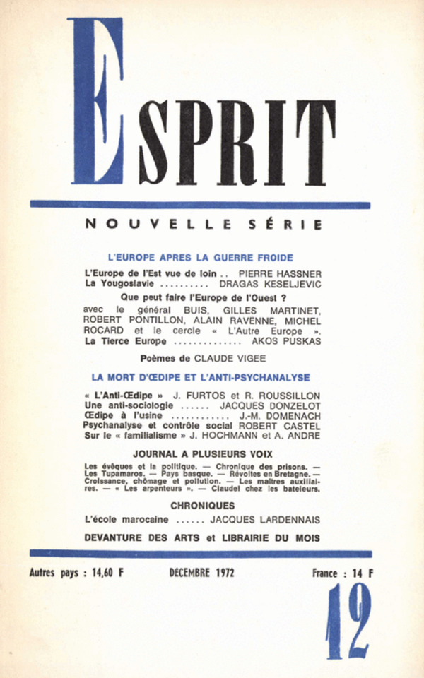 L’Europe après la guerre froide / Anti-Oedipe