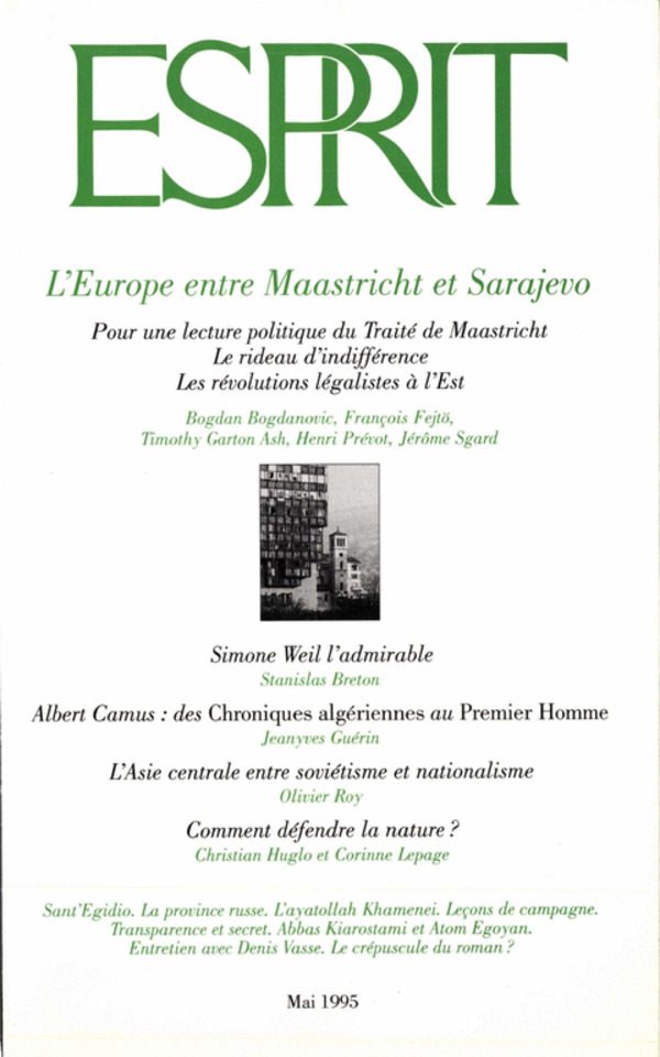 L’Europe entre Maastricht et Sarajevo