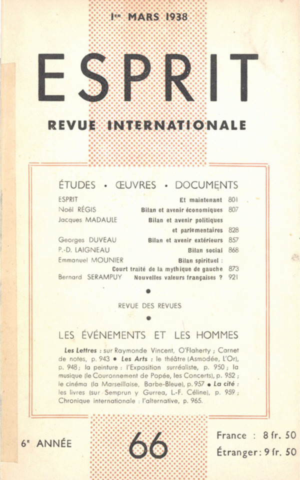 Le Front populaire. Bilan - Avenir