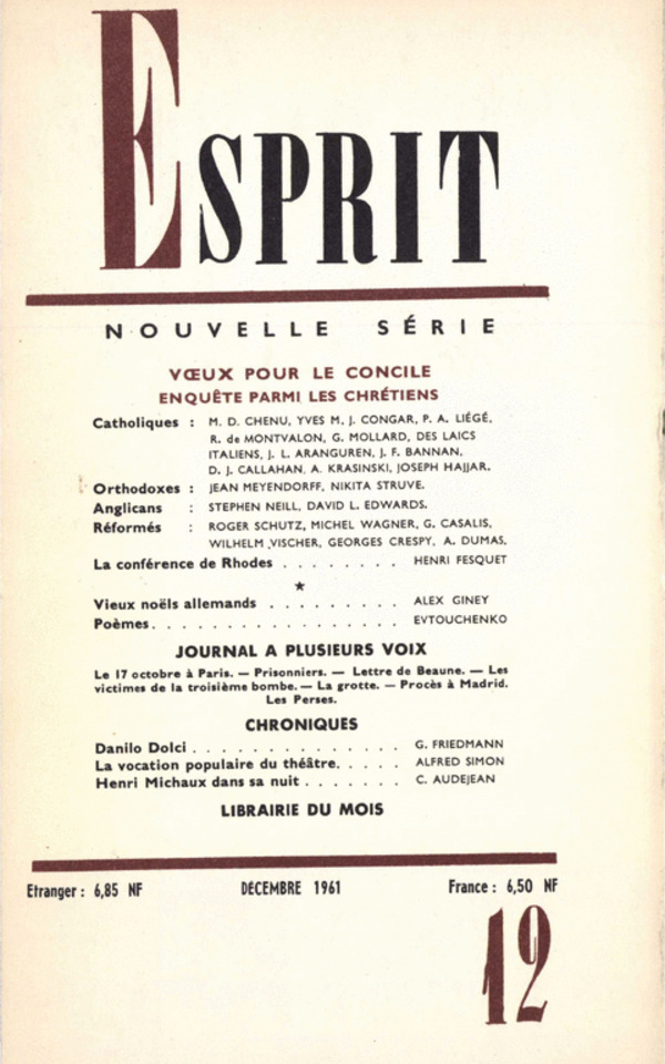 VOEUX POUR LE CONCILE, ENQUETE PARMI LES CHRETIENS
