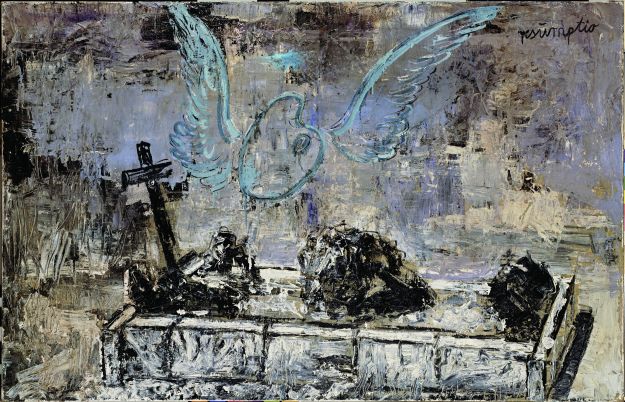 Resumptio, 1974. Huile, émulsion et shellac sur toile de jute, 115 x 180 cm. Collection particulière Photo : © Atelier Anselm Kiefer