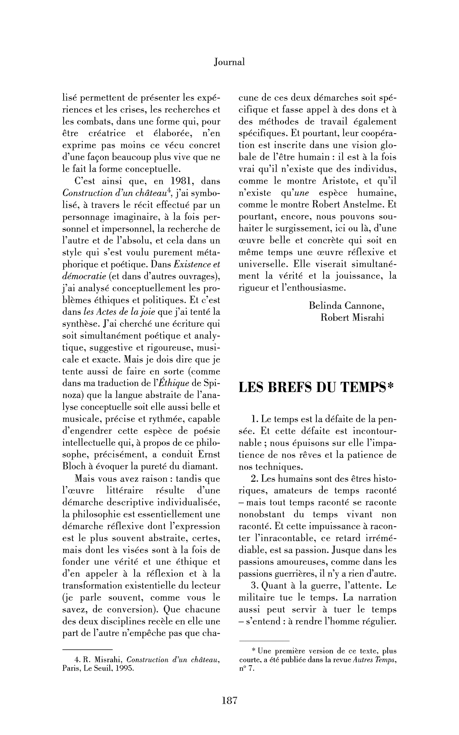 Les brefs du temps