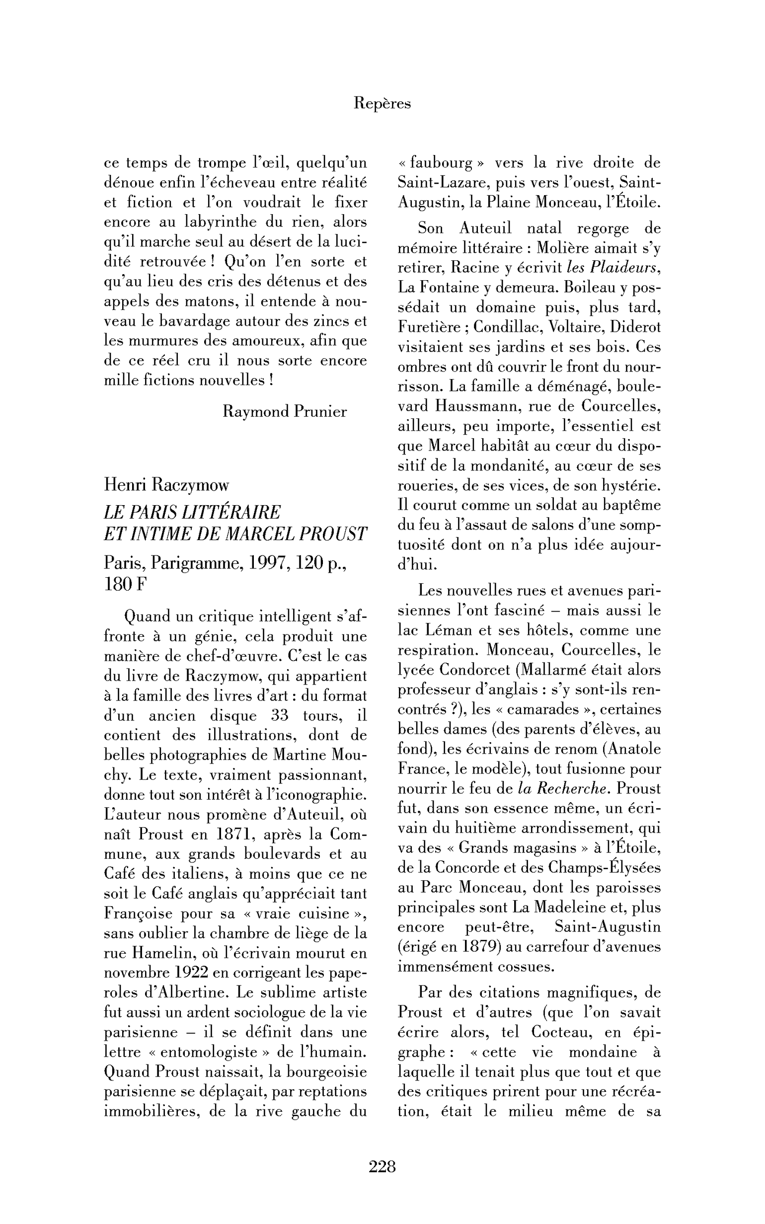 Henri Raczymow : le Paris littéraire et intime de Marcel Proust
