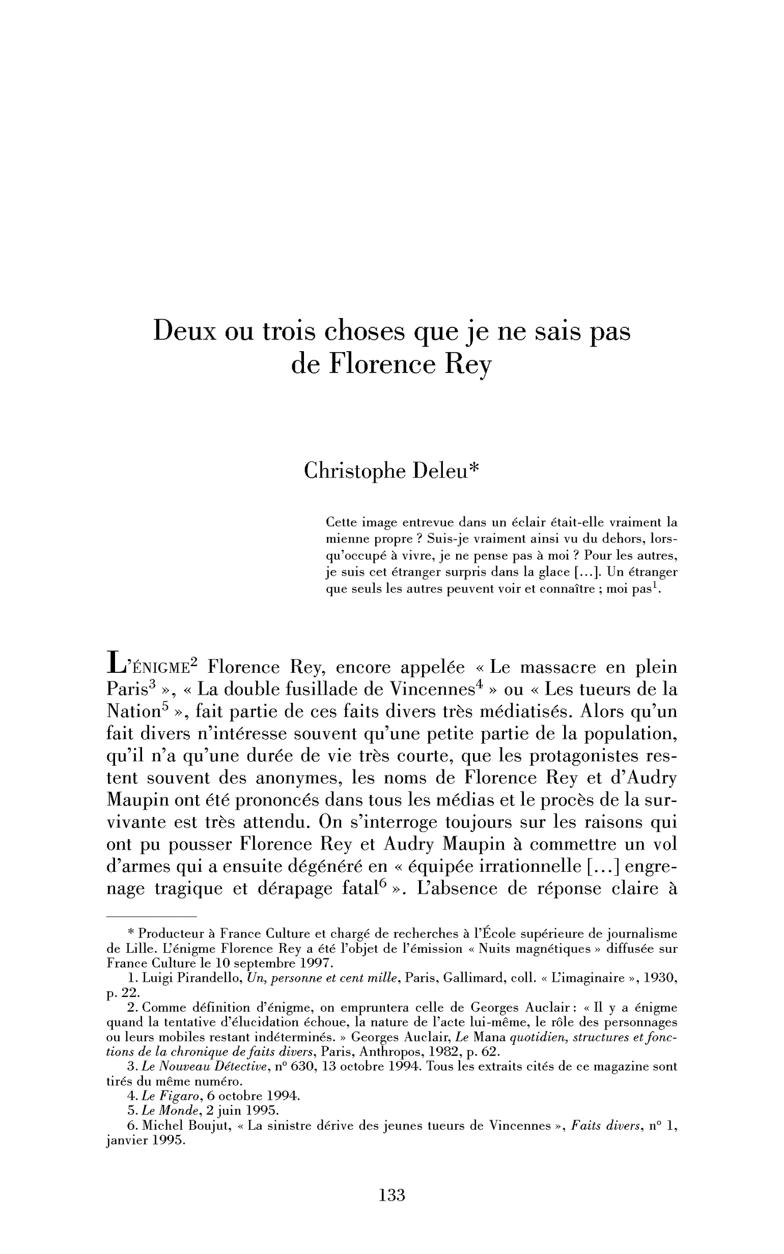 Deux ou trois choses que je ne sais pas de Florence Rey