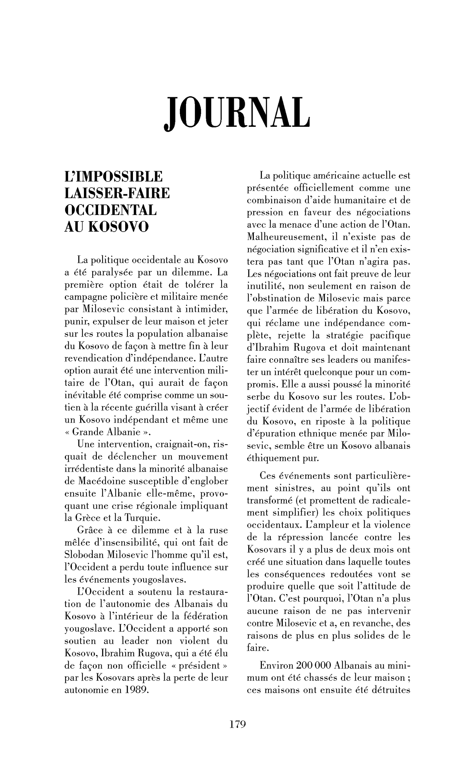 L’impossible laisser-faire occidental au Kosovo