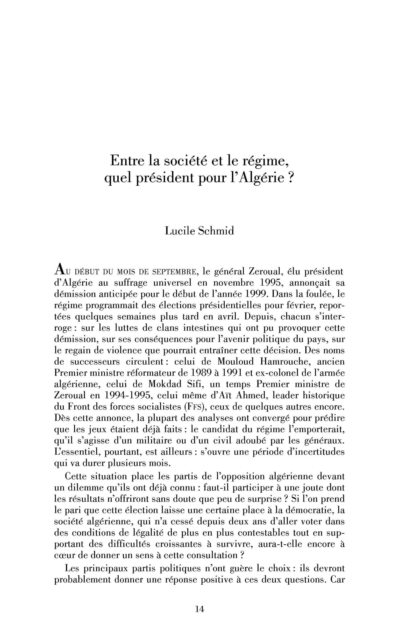 Entre la société et le régime, quel président pour l’Algérie?