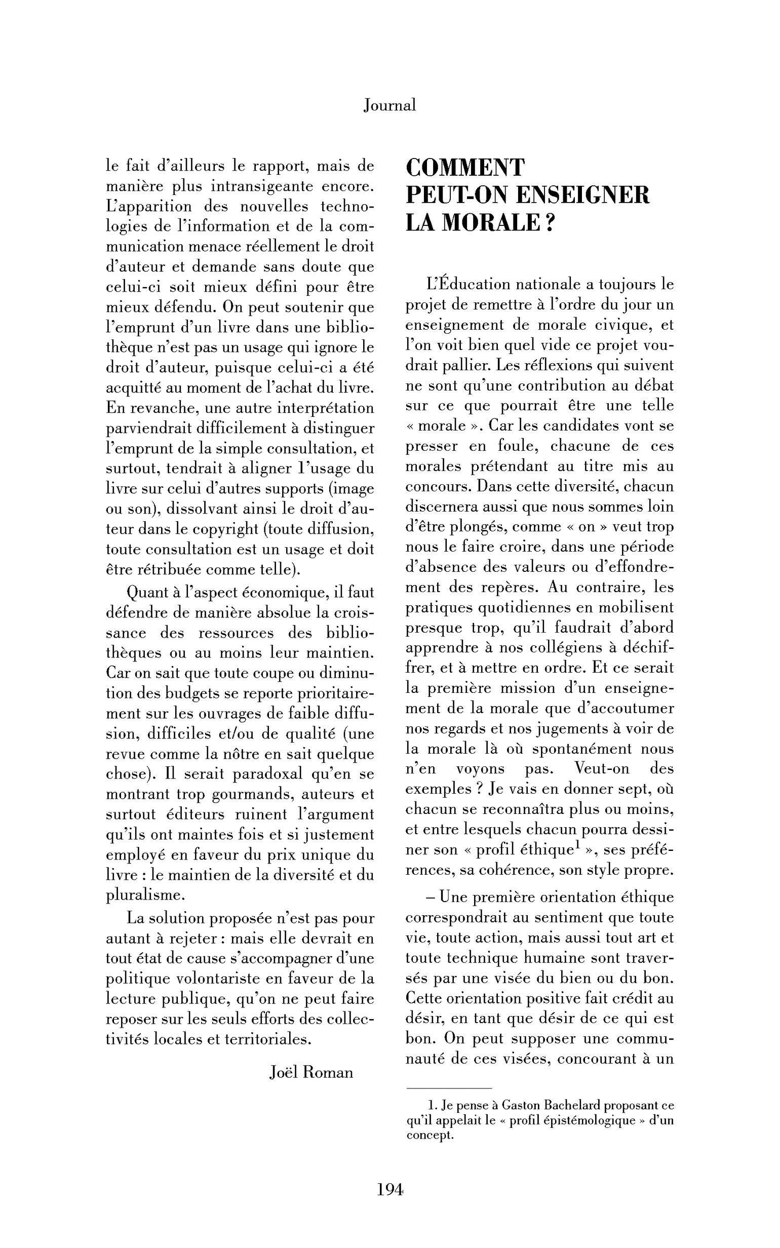 Comment peut-on enseigner la morale?