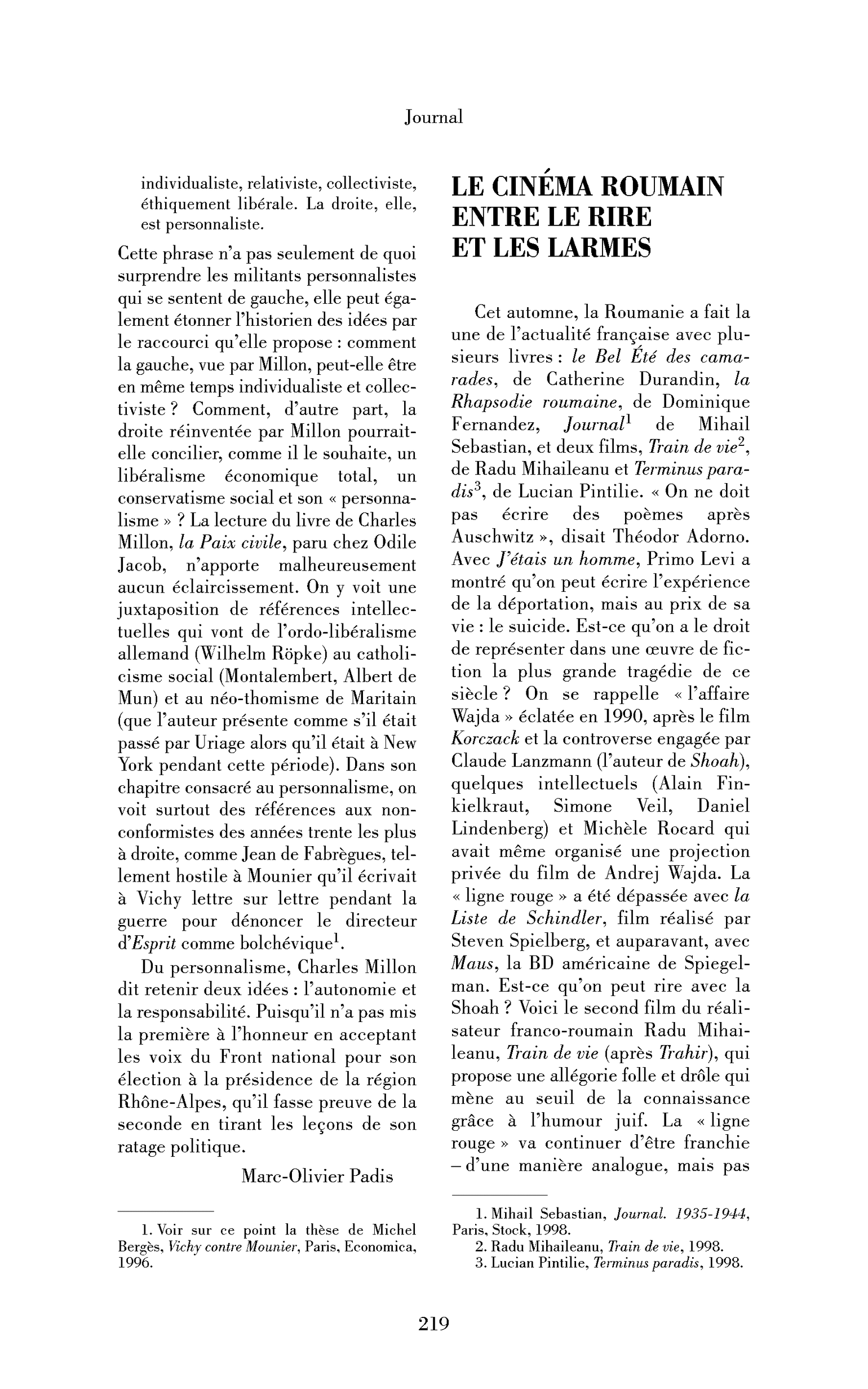 Le cinéma roumain entre le rire et les larmes