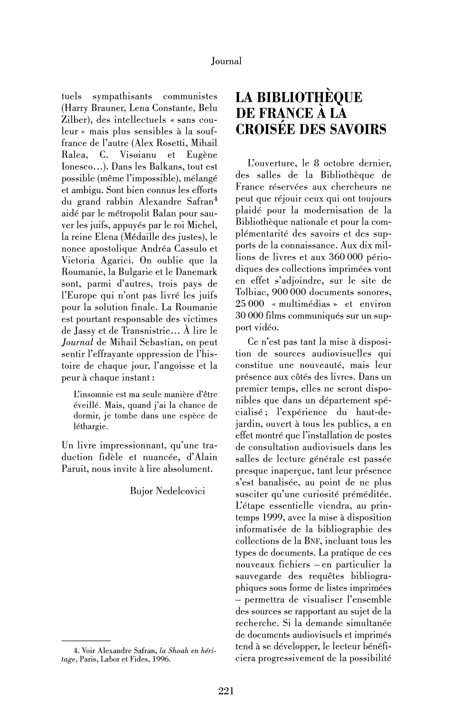 La Bibliothèque de France à la croisée des savoirs