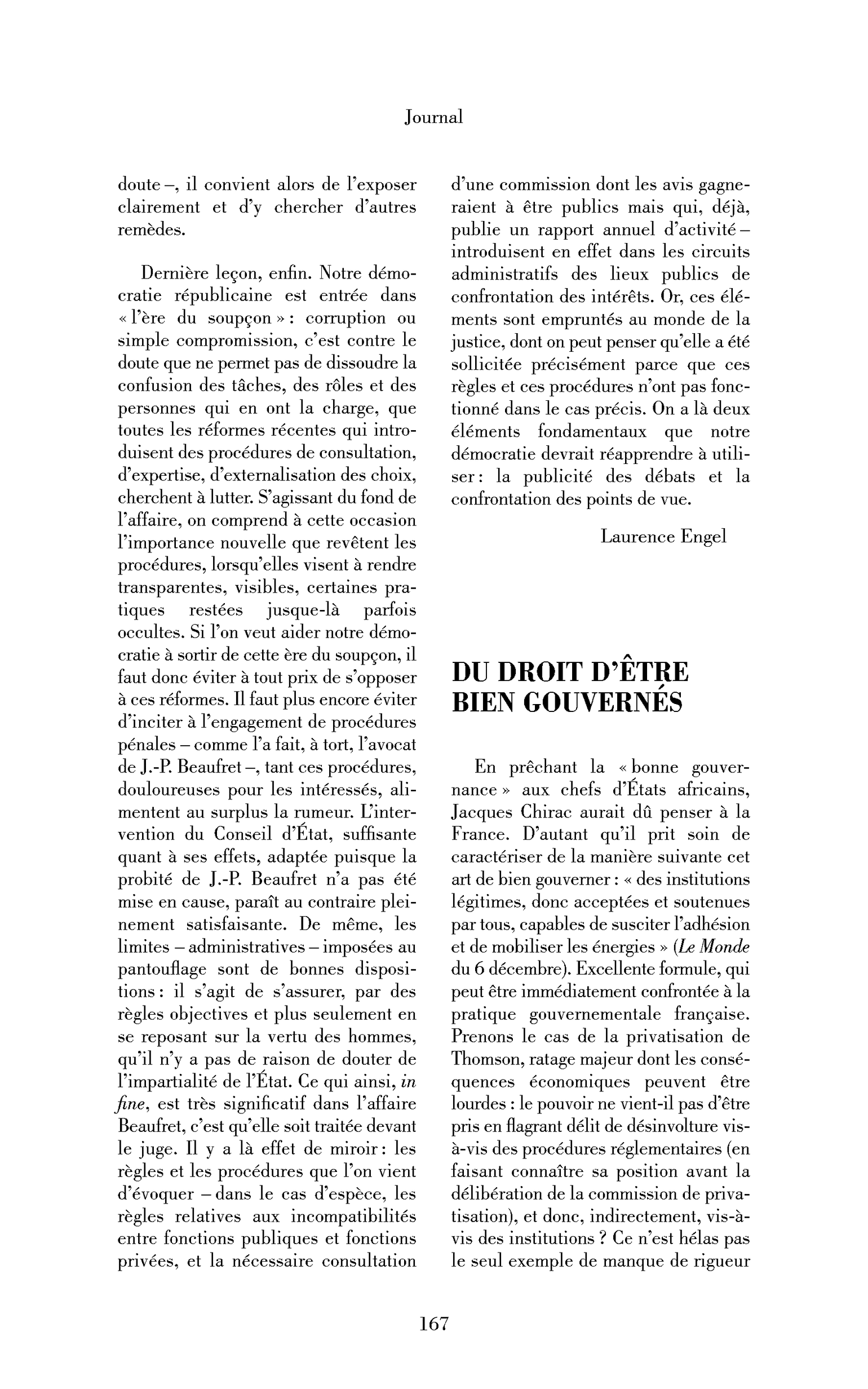 Du droit d’être bien gouvernés