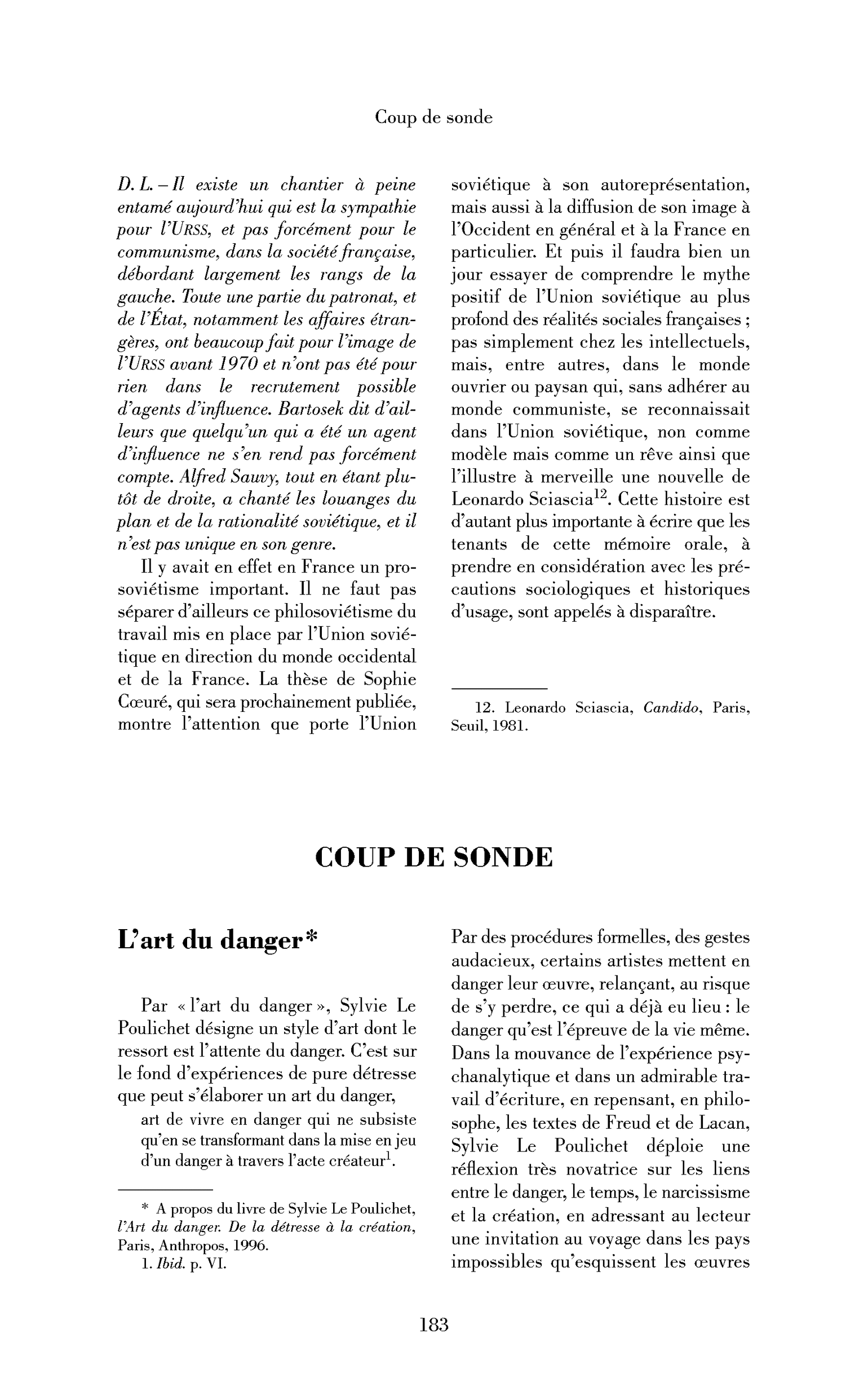 L’art du danger (Sylvie Le Poulichet)