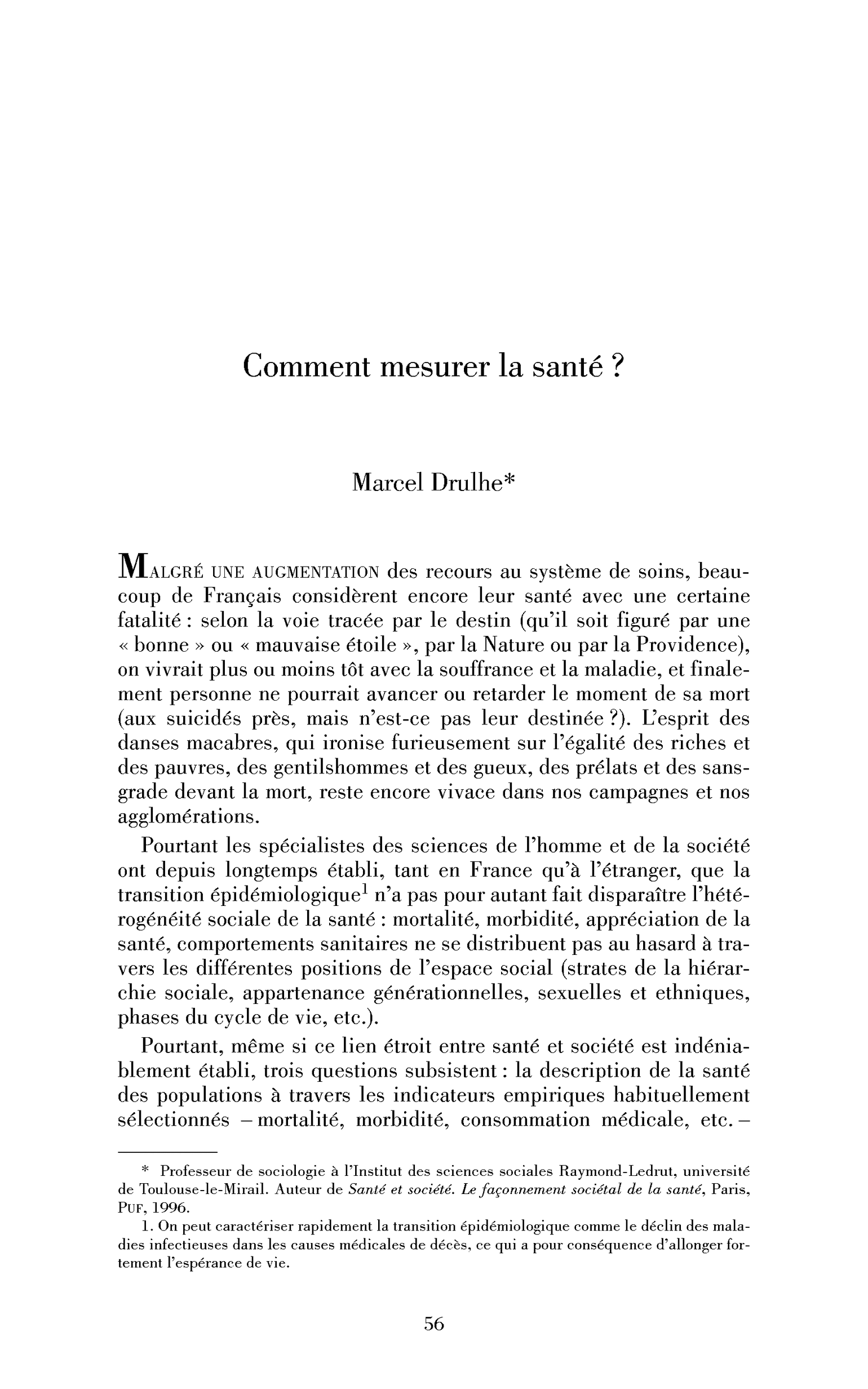 Comment mesurer la santé?