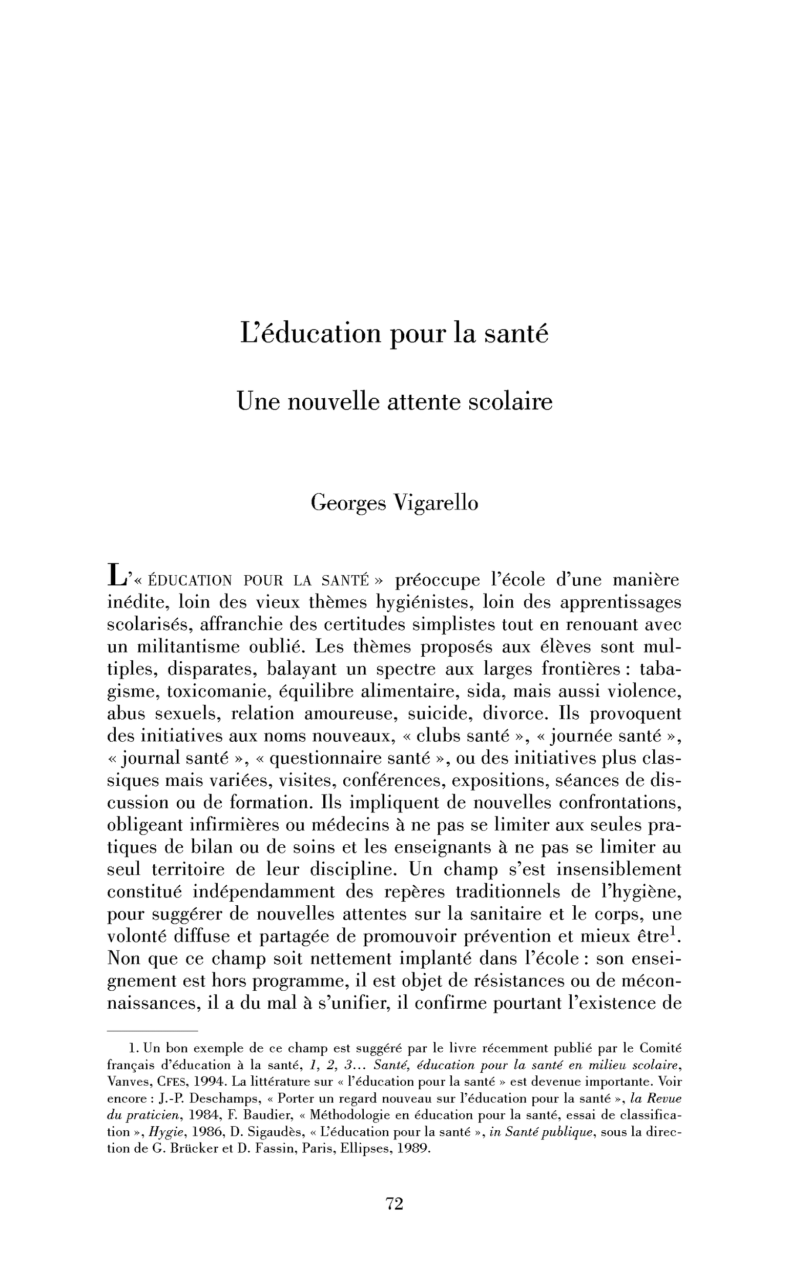 L’éducation pour la santé