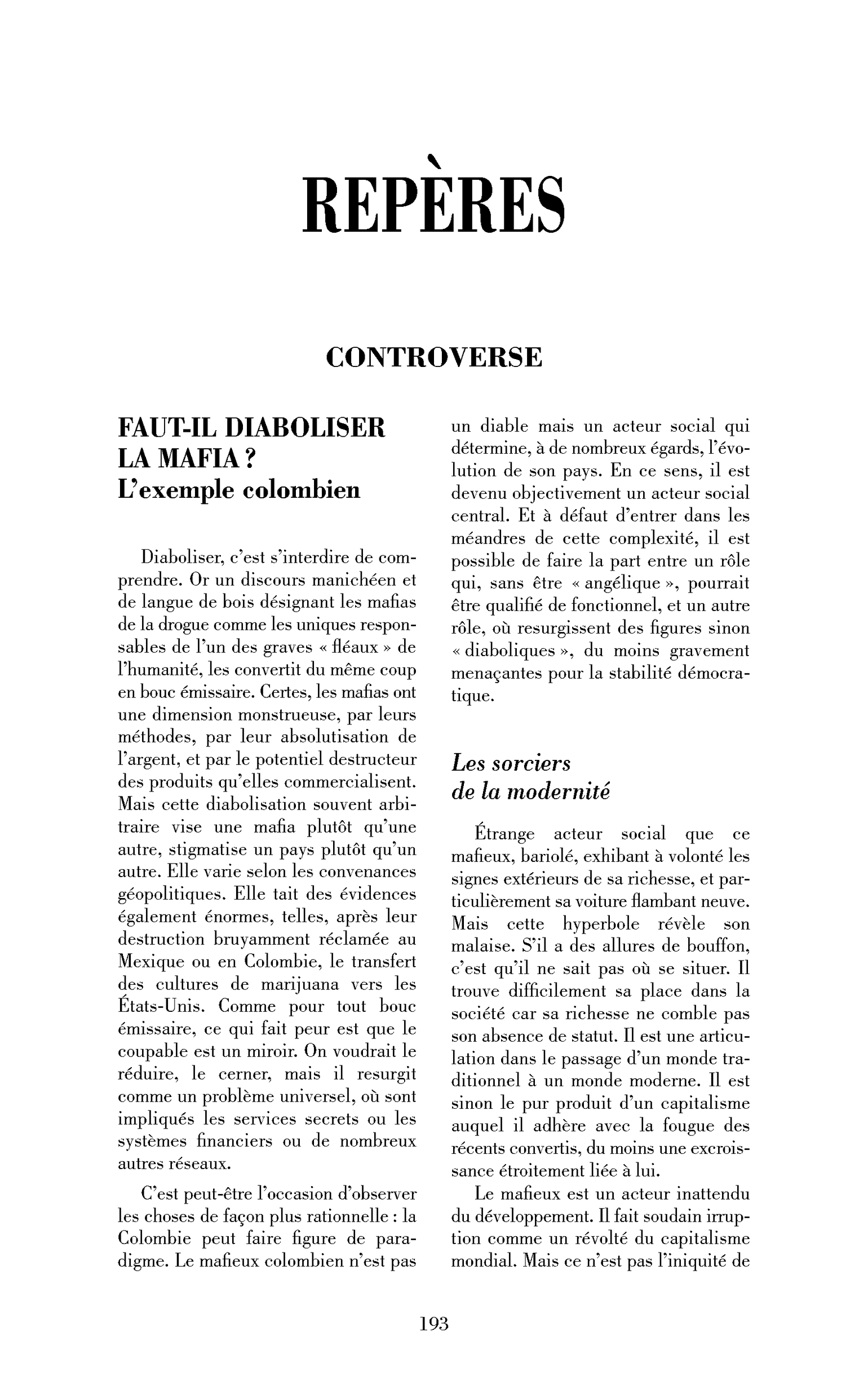 Faut-il diaboliser la mafia?