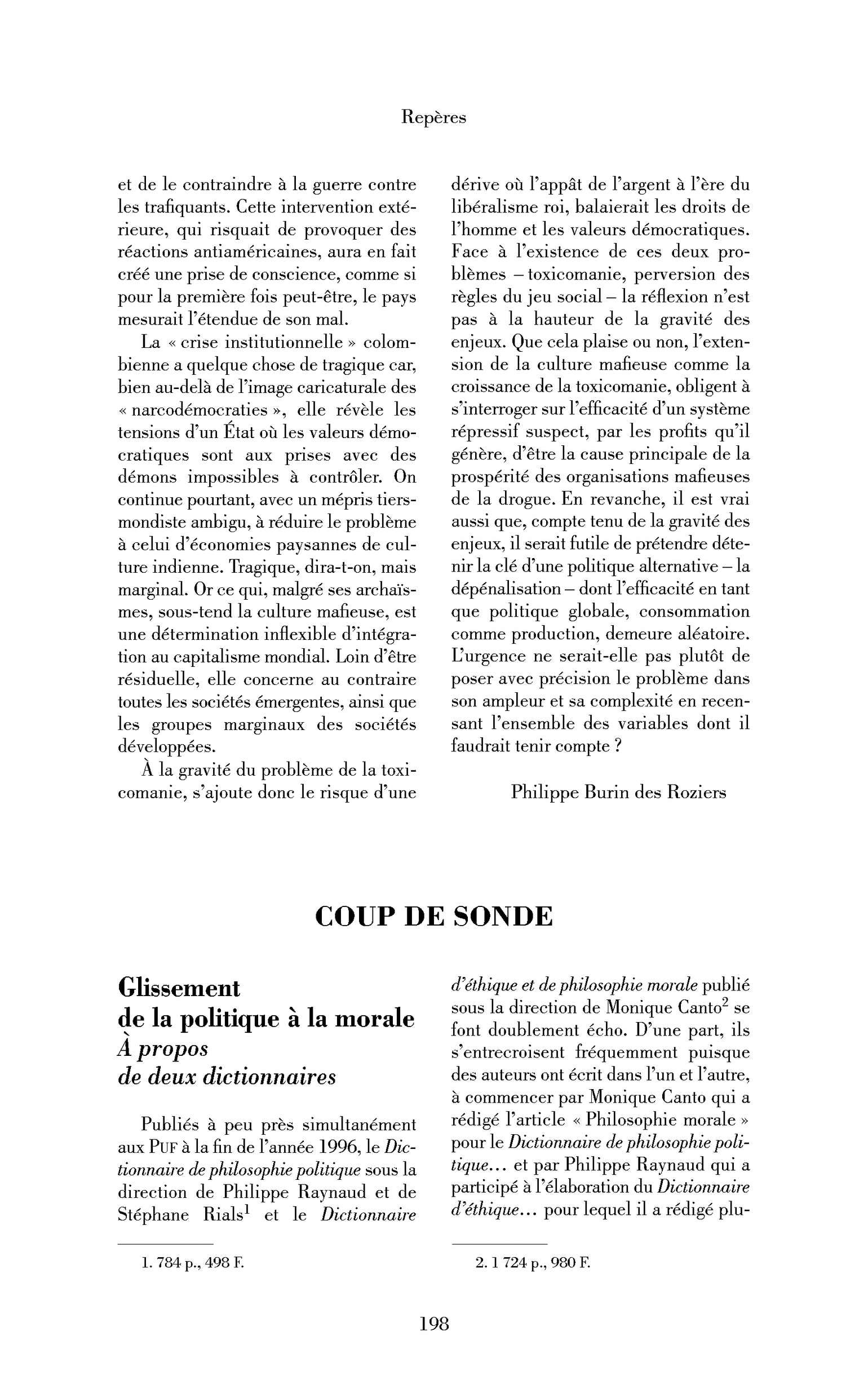 Glissement de la politique à la morale. À propos de deux dictionnaires