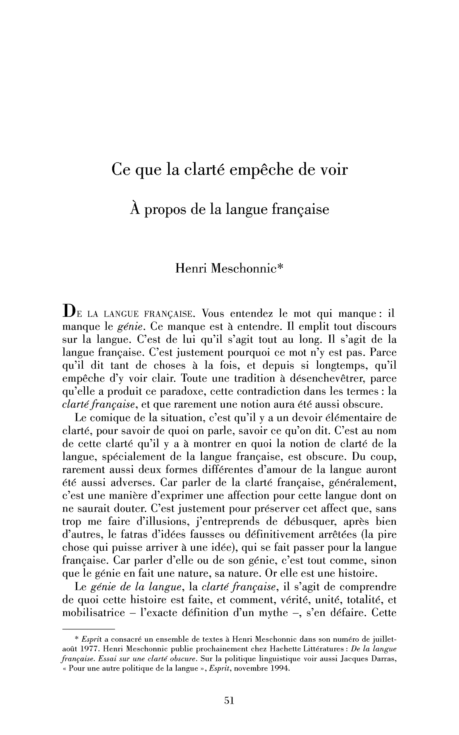 Ce que la clarté empêche de voir