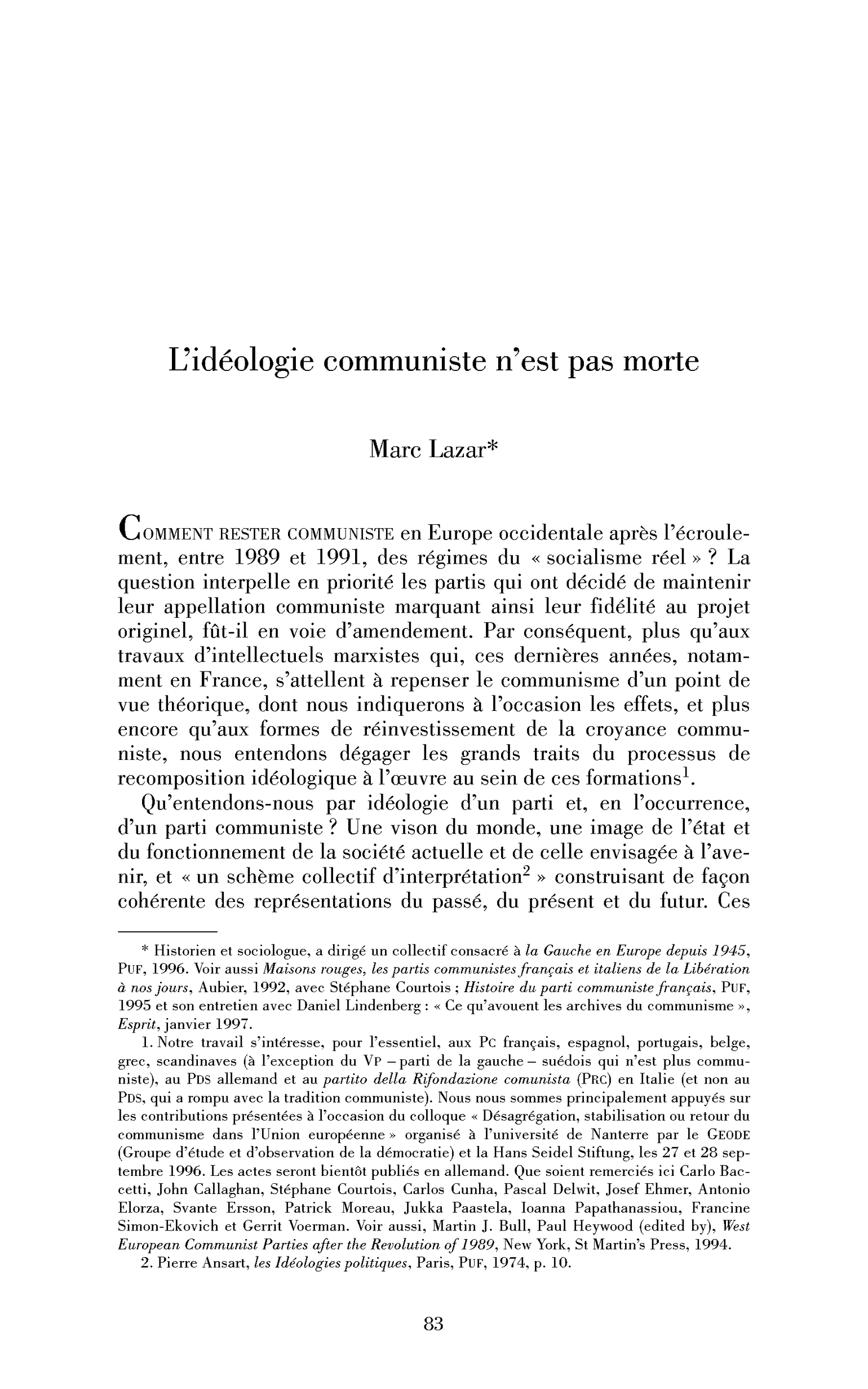L’idéologie communiste n’est pas morte