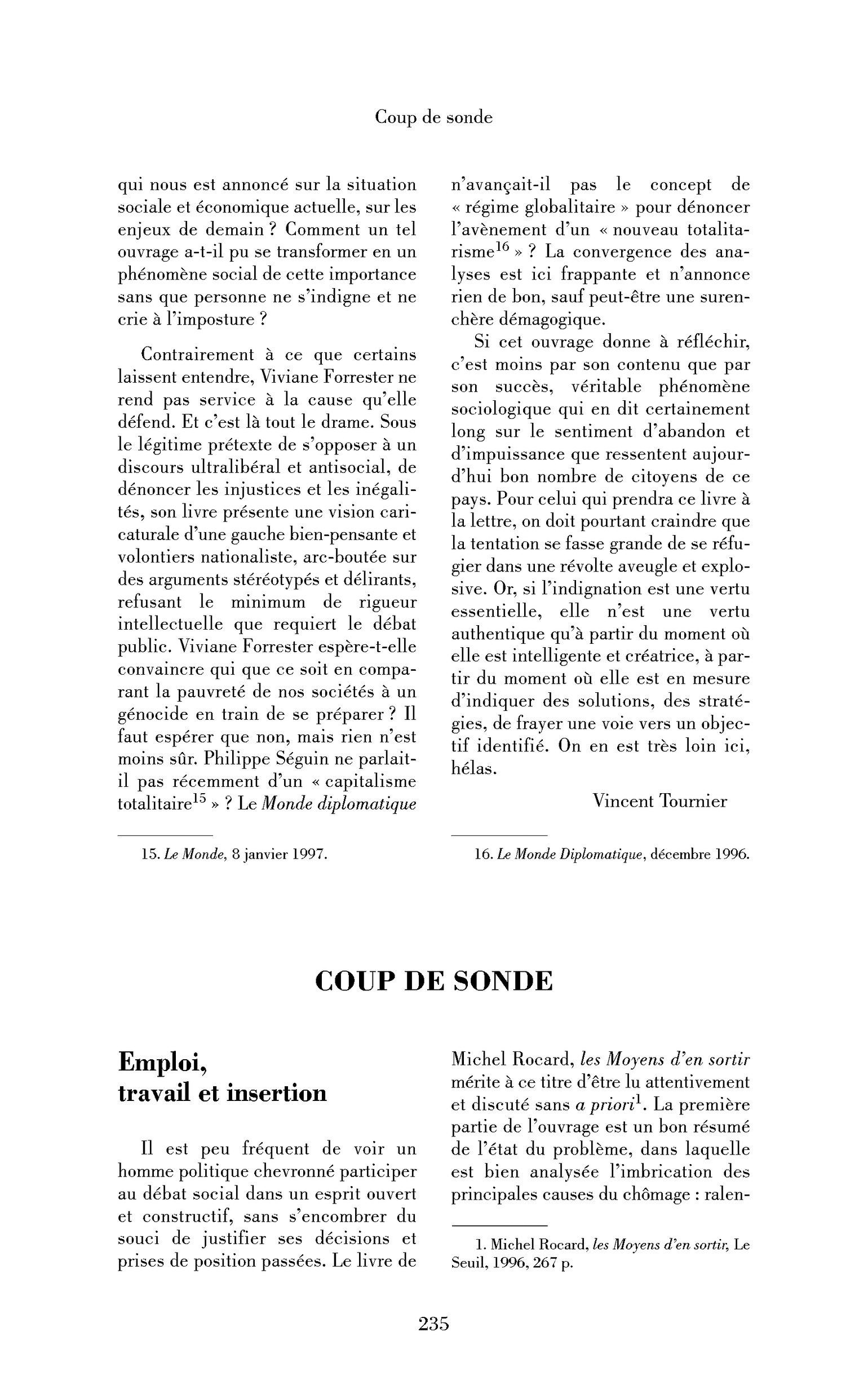Emploi, travail et insertion