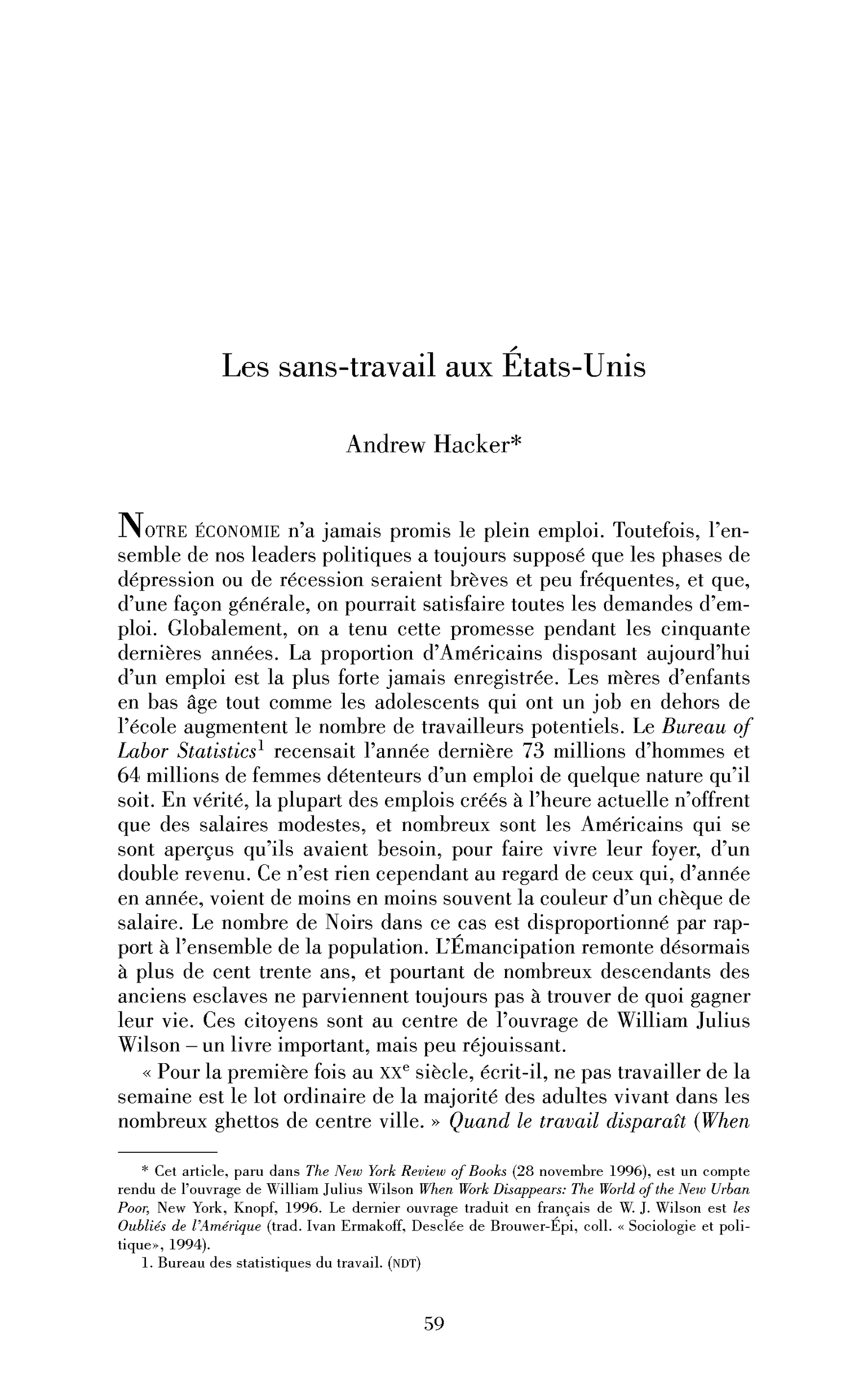 Les sans-travail aux États-Unis