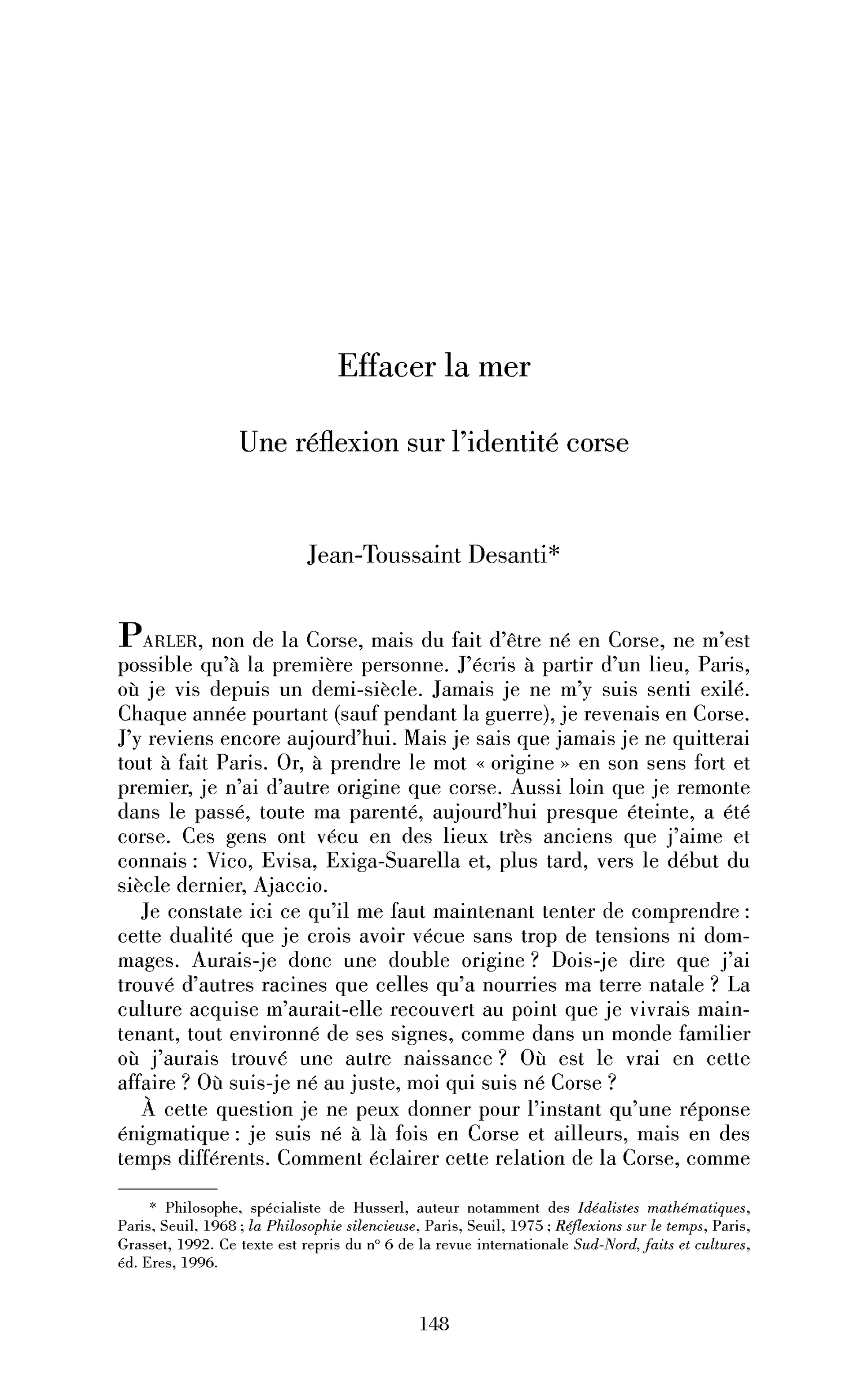 Effacer la mer. Une réflexion sur l’identité corse