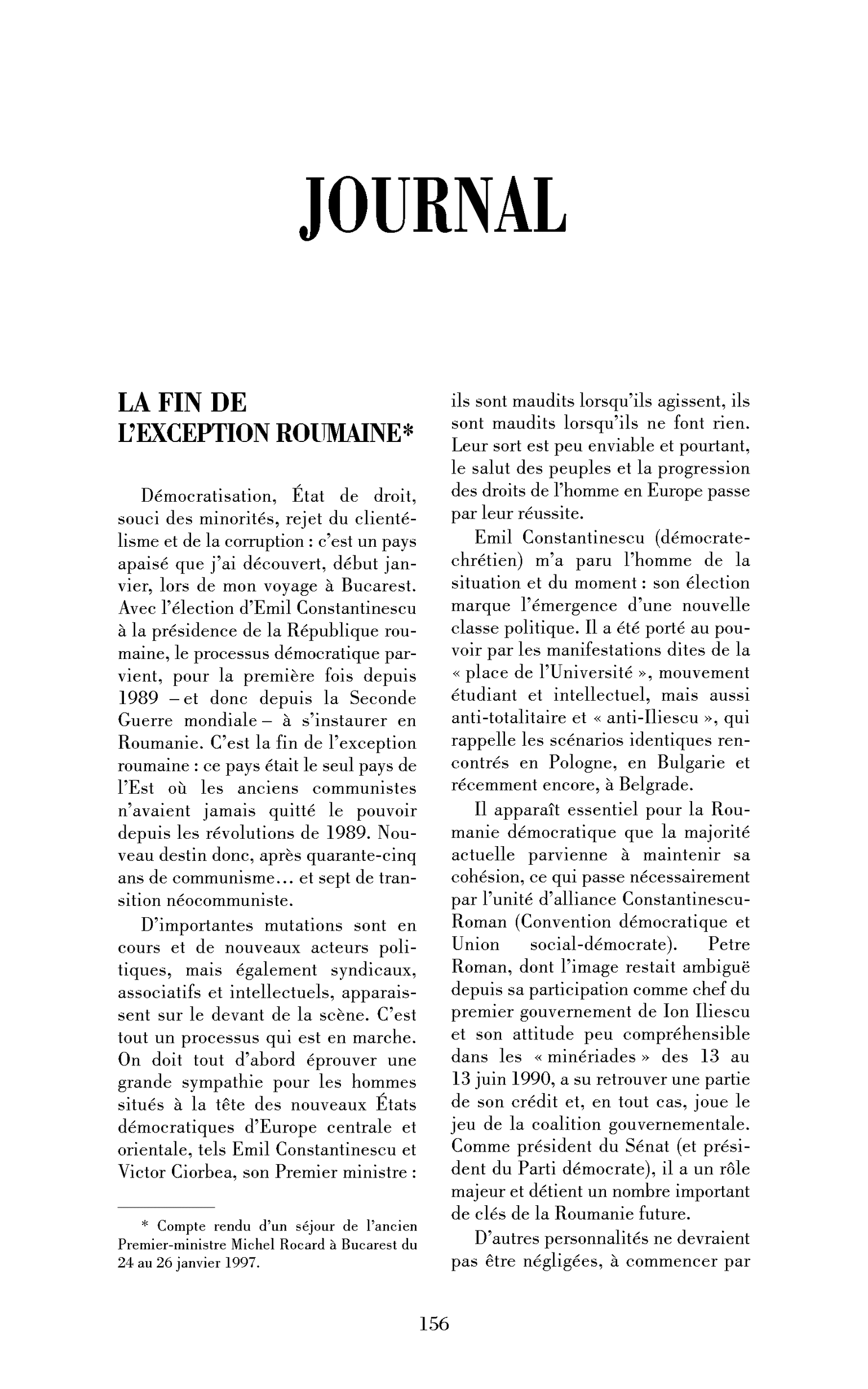 La fin de l’exception roumaine