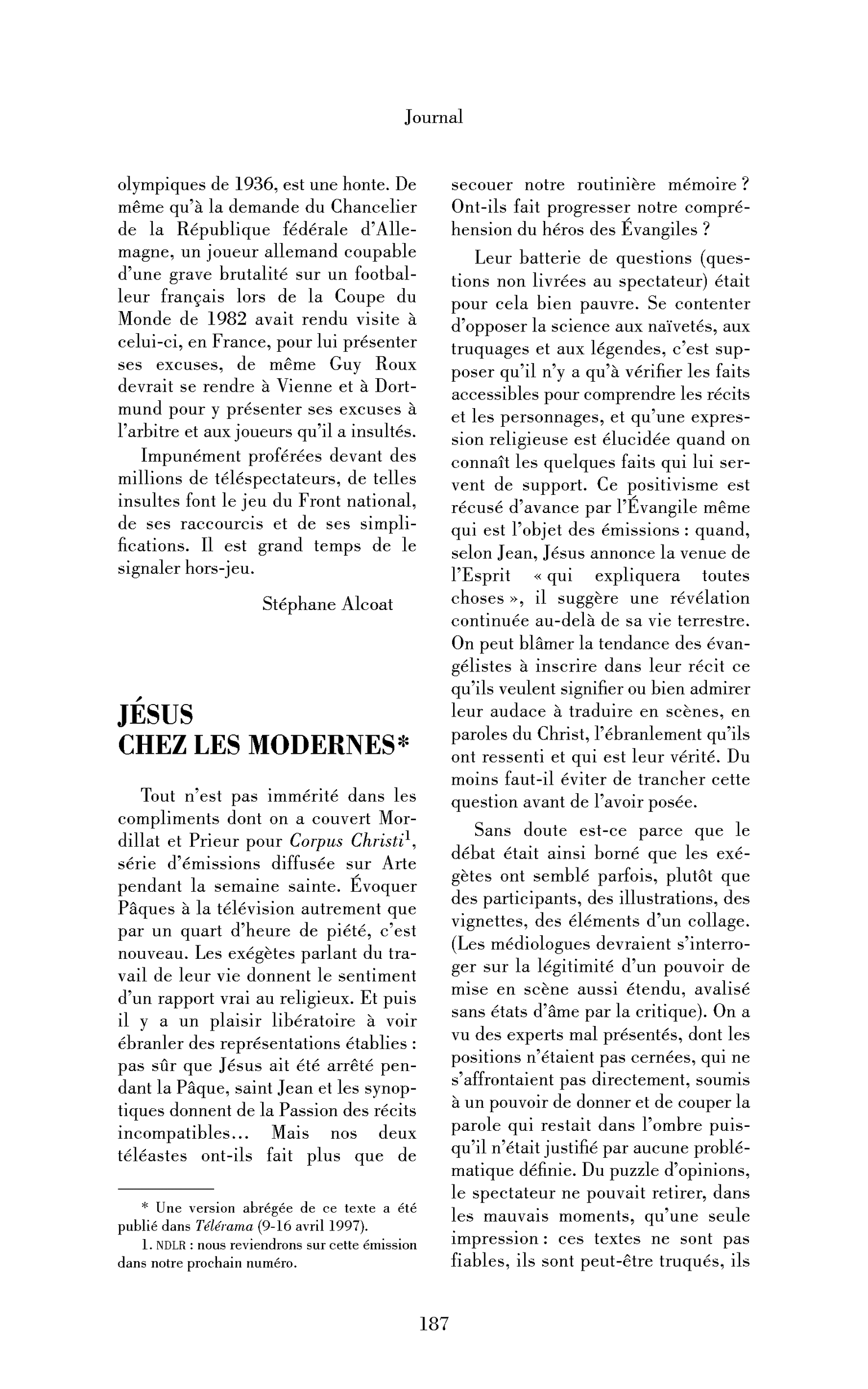 Jésus chez les modernes
