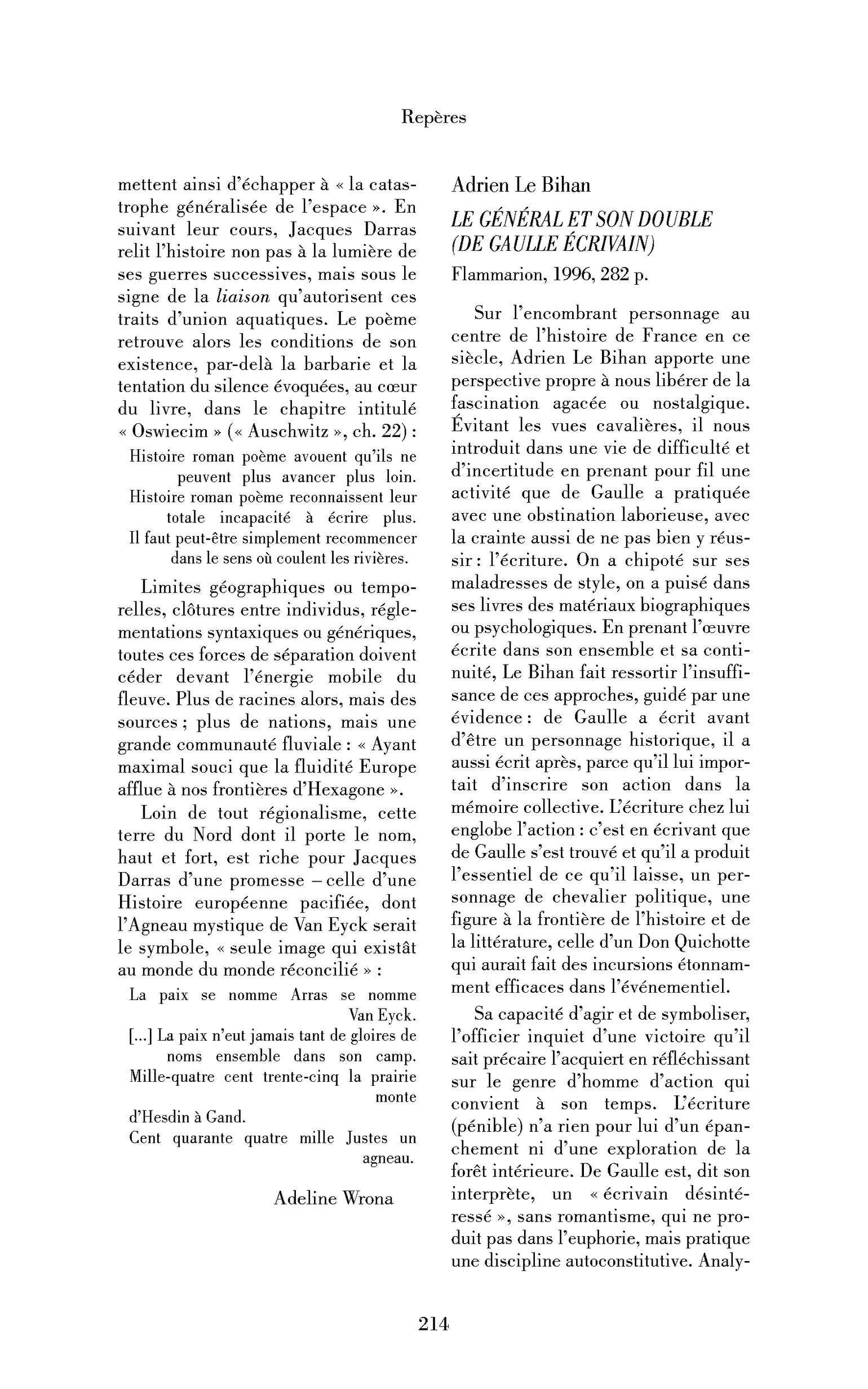 Adrien Le Bihan : le Général et son double (De Gaulle écrivain)