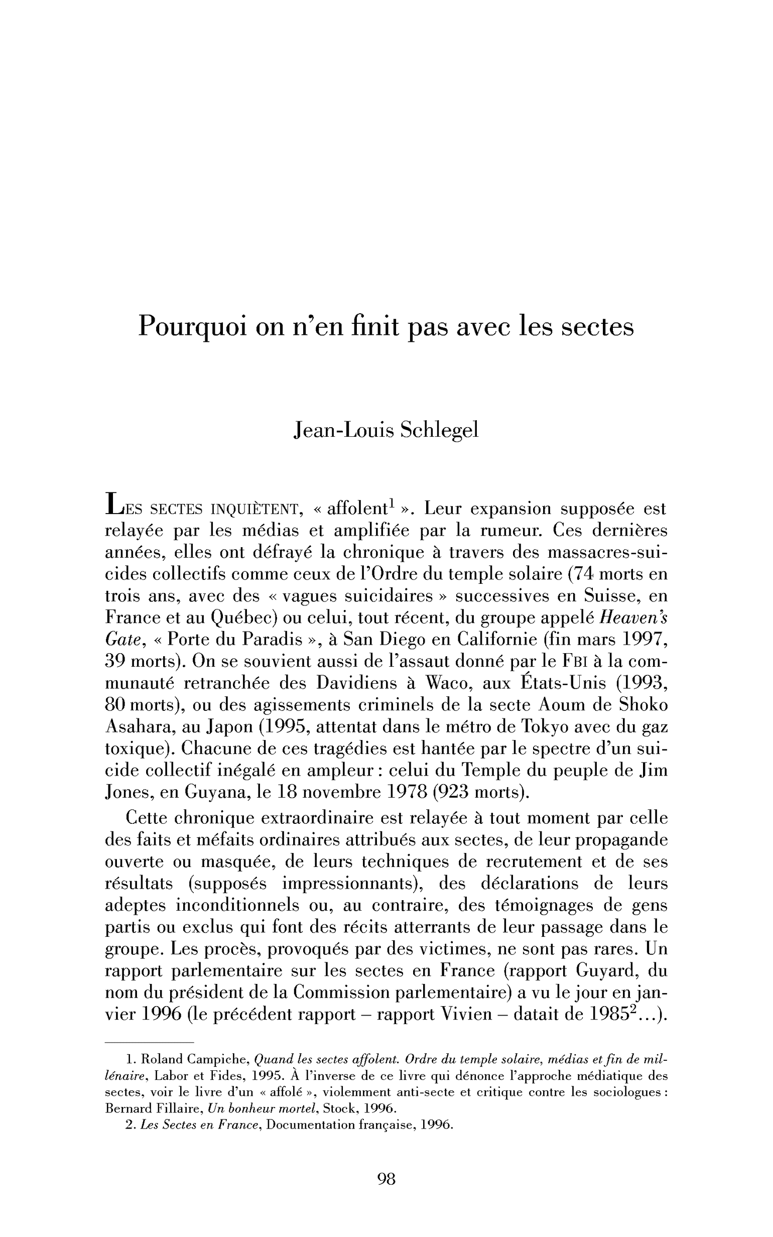 Pourquoi on n’en finit pas avec les sectes