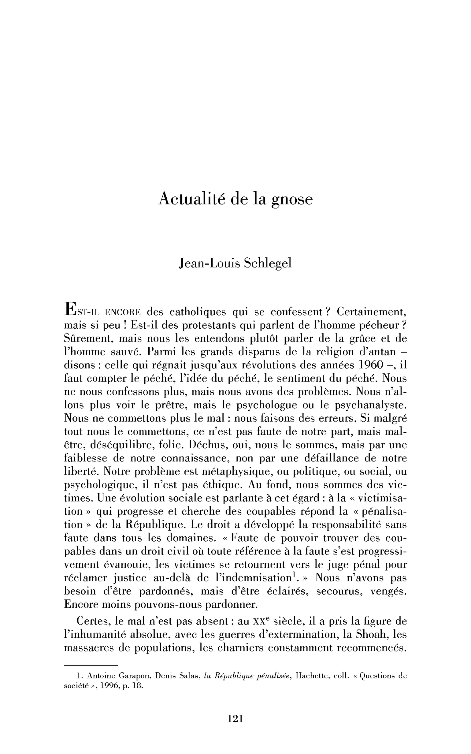 Actualité de la gnose