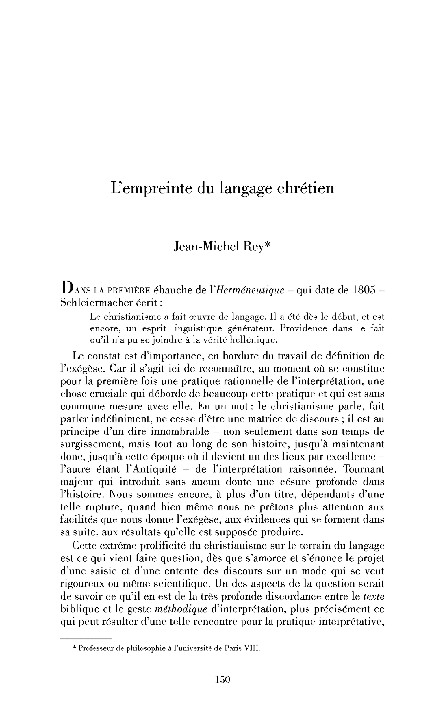 L’empreinte du langage chrétien