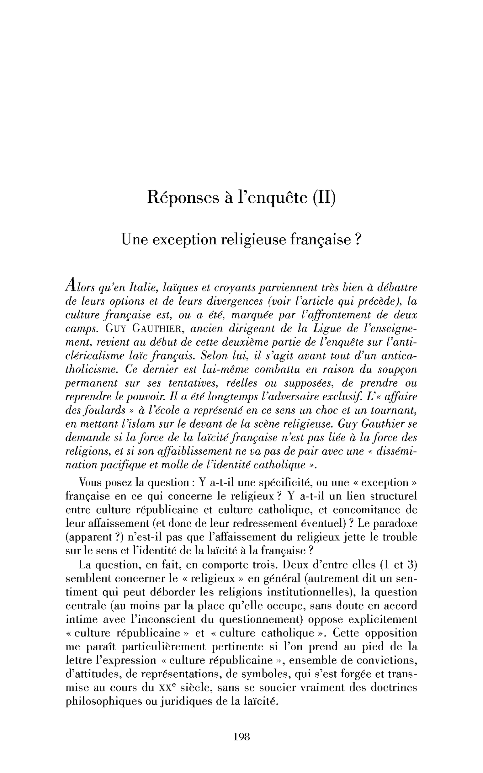 Réponses à l’enquête (II)