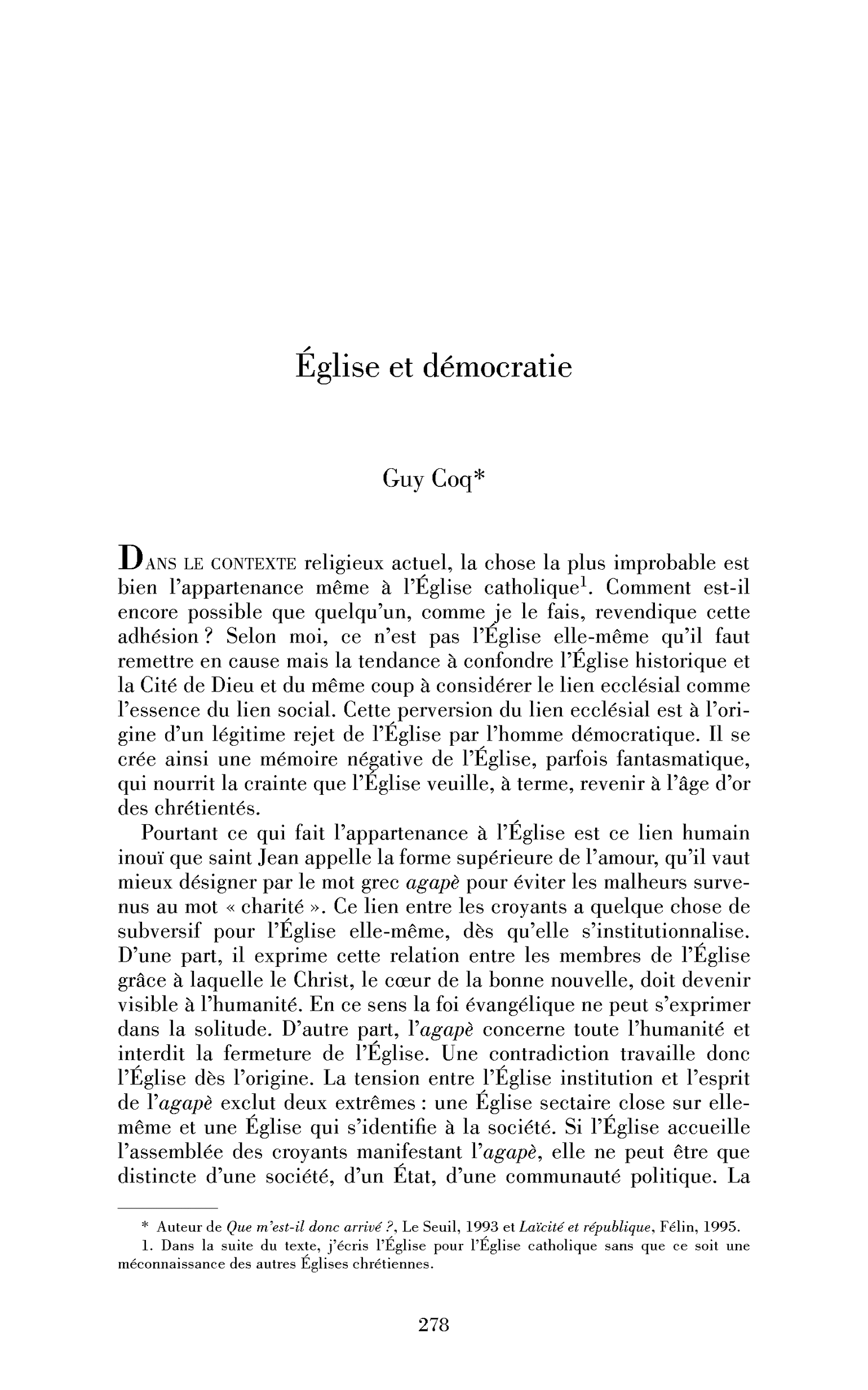 Église et démocratie