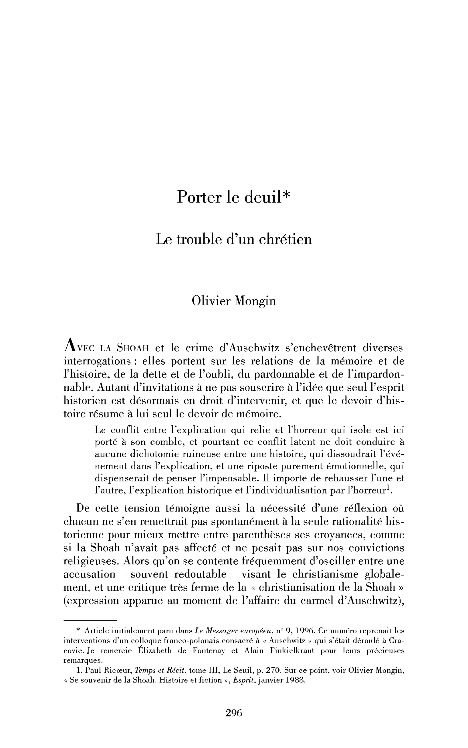 Porter le deuil