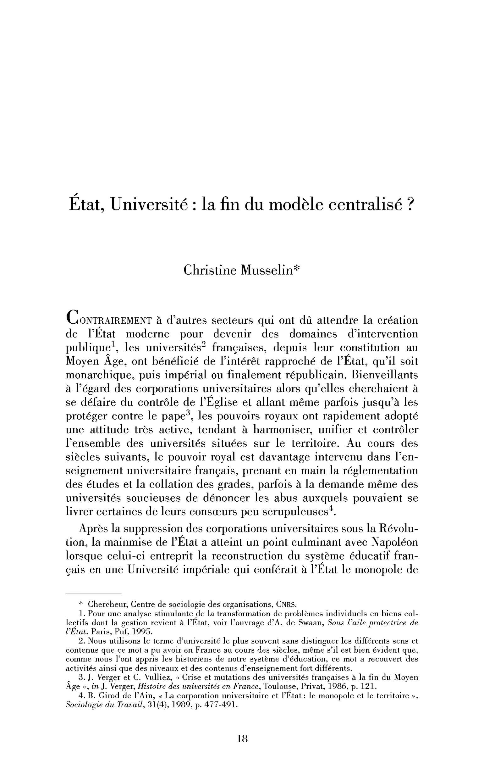 État, Université : la fin du modèle centralisé?