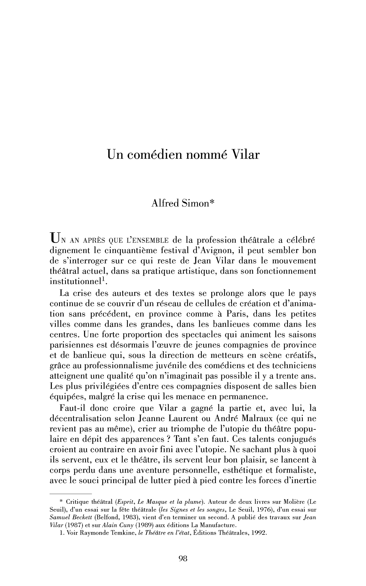 Un comédien nommé Vilar