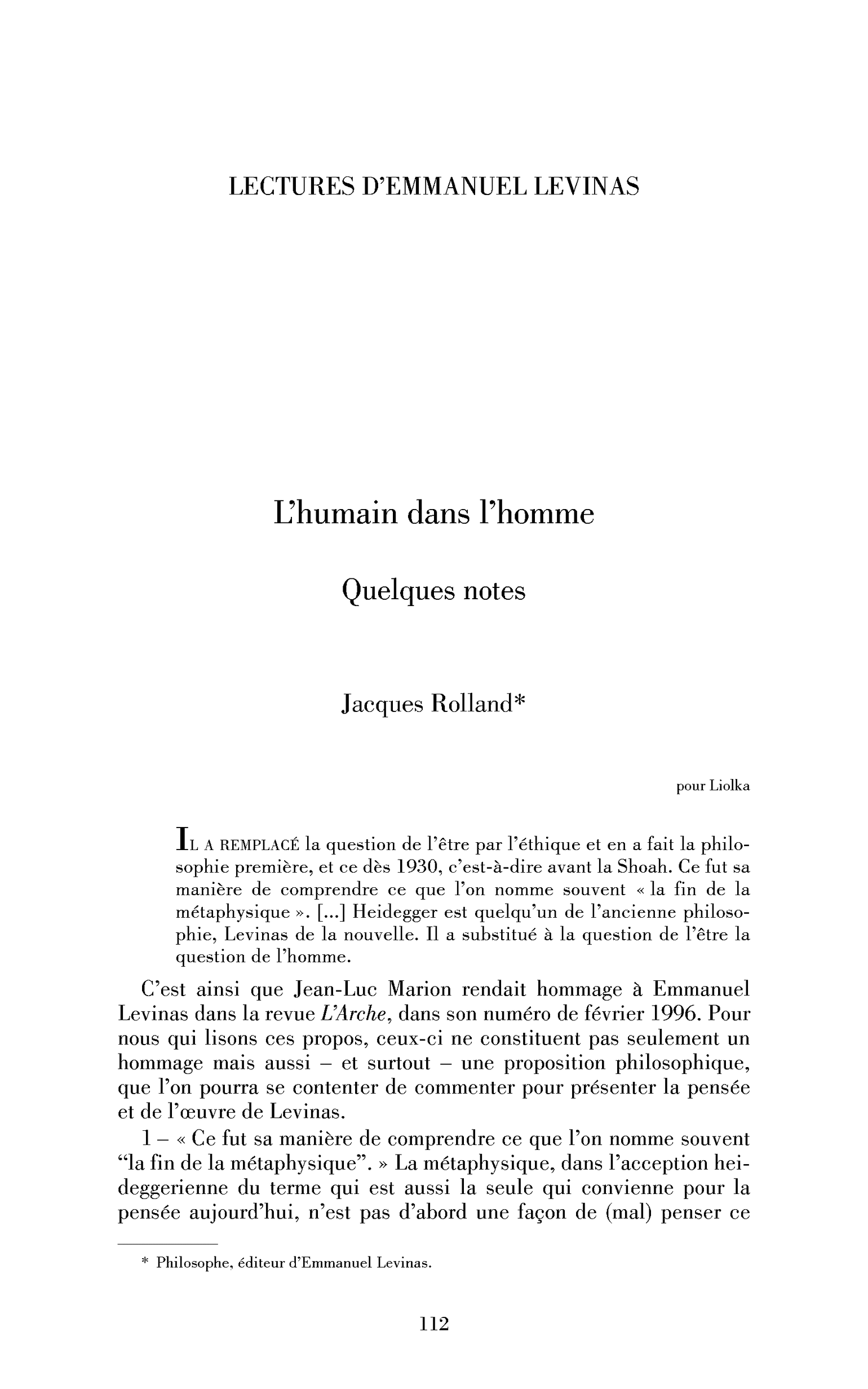 L’humain dans l’homme