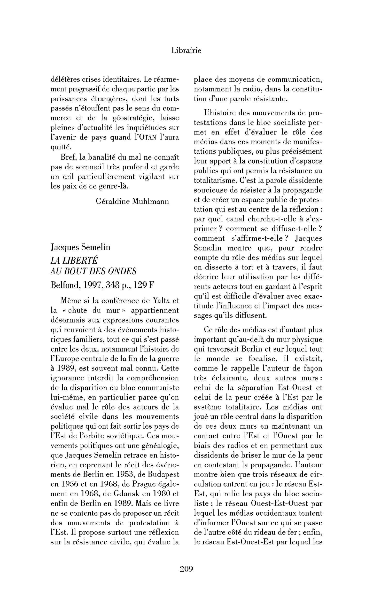 Jacques Semelin : la Liberté au bout des ondes