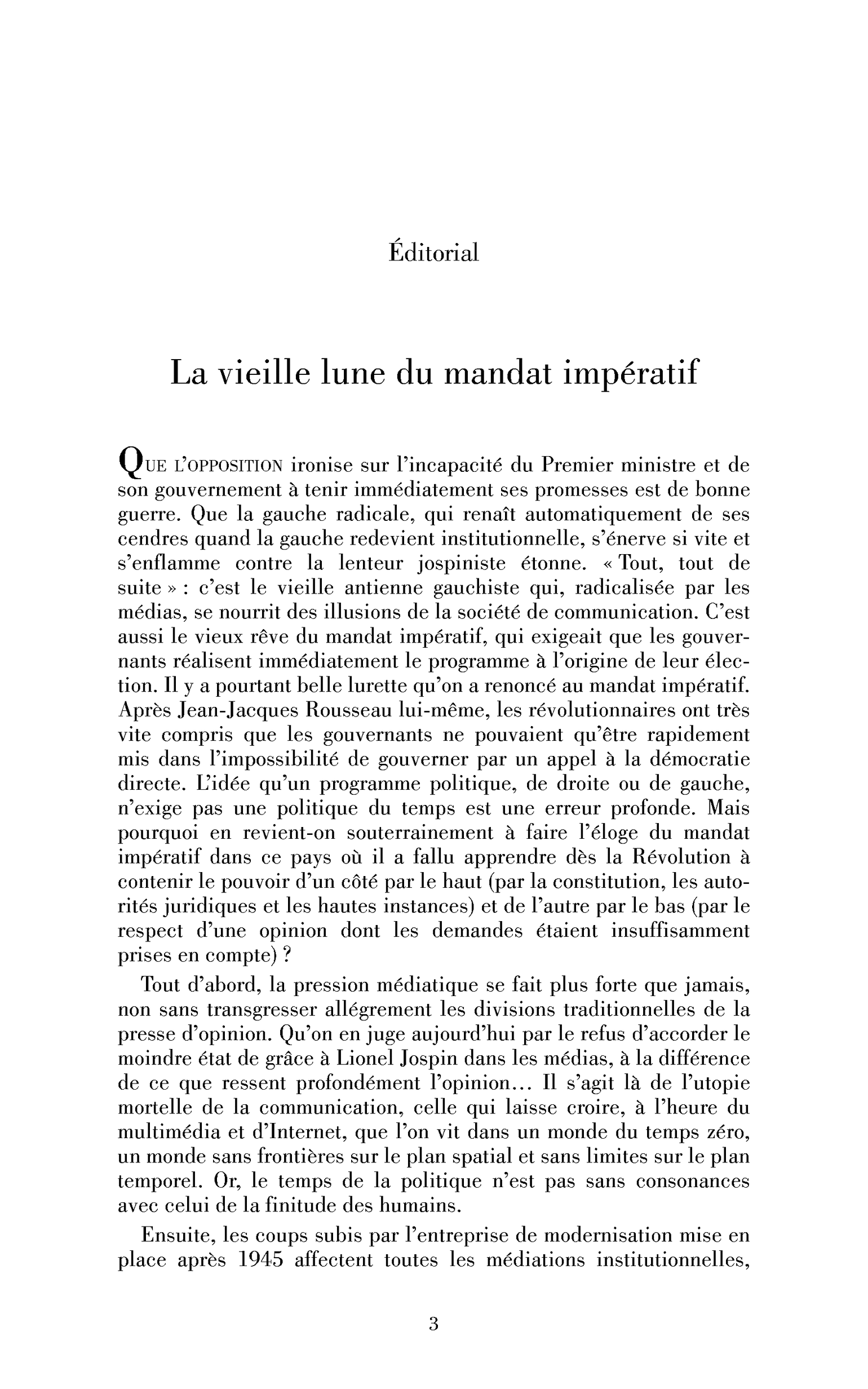 La vieille lune du mandat impératif